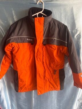 Columbia Two-Tone Orange and Gray Rain Jacket